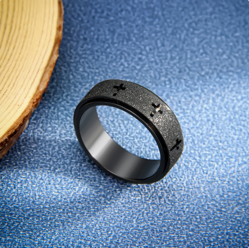 Cross ring, spinner ring, fortune-turning ring, stress-relieving and anxiety-reducing ring