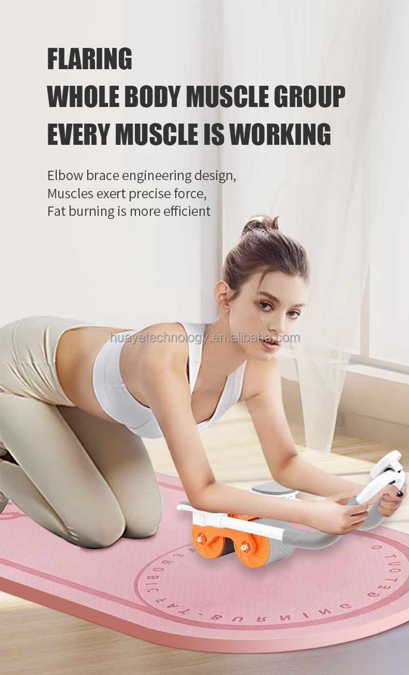 Multifunctional Elbow Support Ab Roller with Automatic Rebound, Home Fitness Equipment for Abdominal Muscle Training