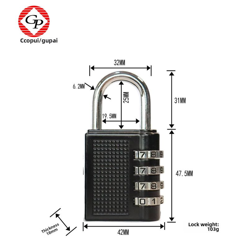 Jiajiajiang 4-digit combination open padlock, anti-theft lock, small padlock for gym, key & combination padlock for cabinets and luggage