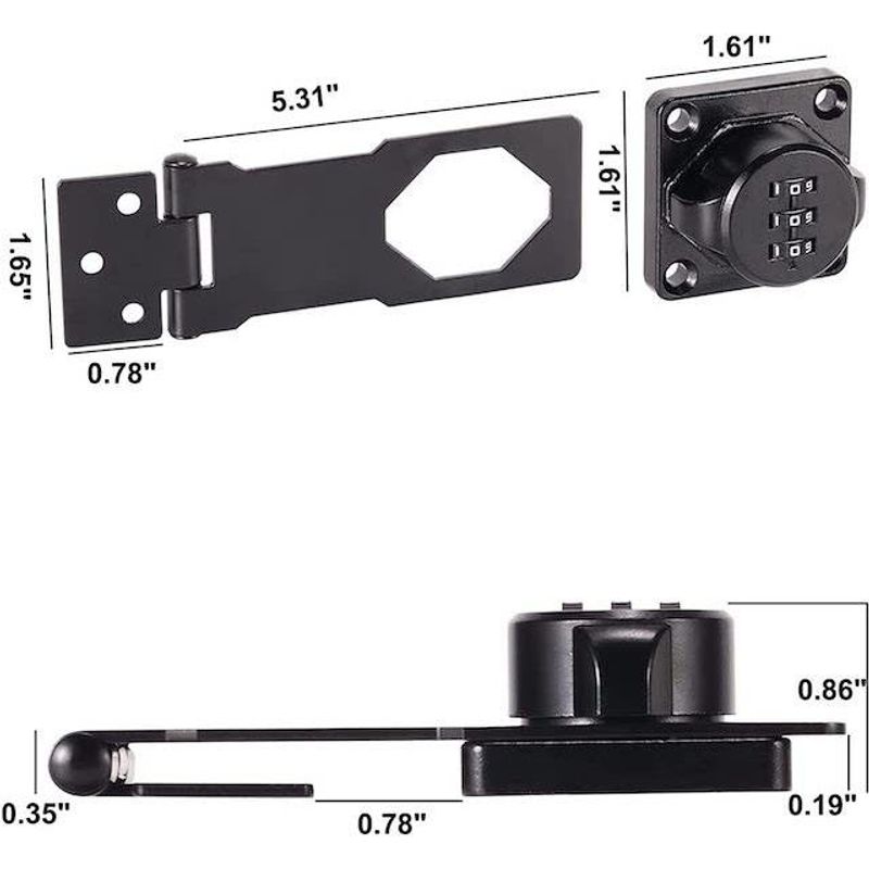 Keyless steel cabinet combination lock, bedroom password lock, modern design, iron core, black surface treatment, easy to install 1 sales Language