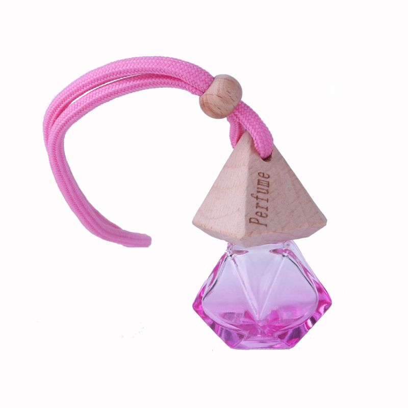 Car perfume aromatherapy pendant, car hanging ornament, long-lasting light fragrance essential oil, in-car pendant, hanging glass bottle with wooden cap