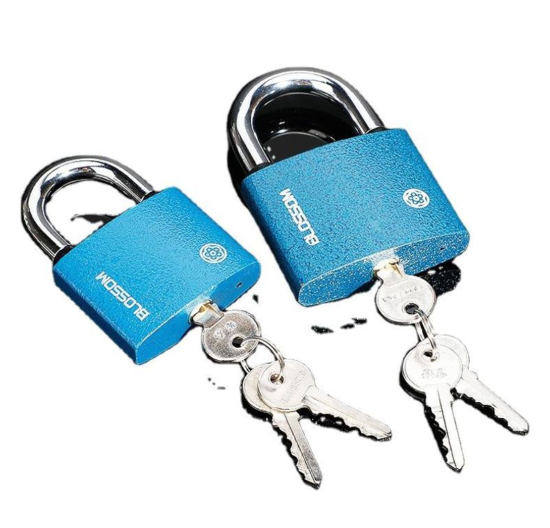 Meihua BC29 Brass Core Padlock Blue Spray-Painted Solid Iron Padlock Anti-Theft and Anti-Pry Lock for Outdoor Gates, Dormitory Cabinets