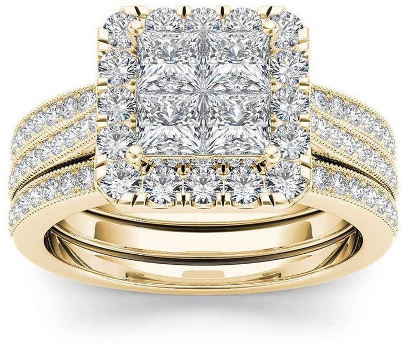 Princess cut carat moissanite ring set for women, engagement ring