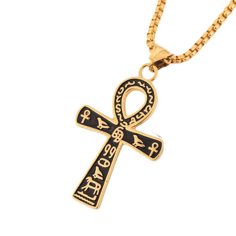 Ankh Cross Titanium Steel Pendant, Niche Ancient Egyptian Symbolic Necklace, Men's Accessory