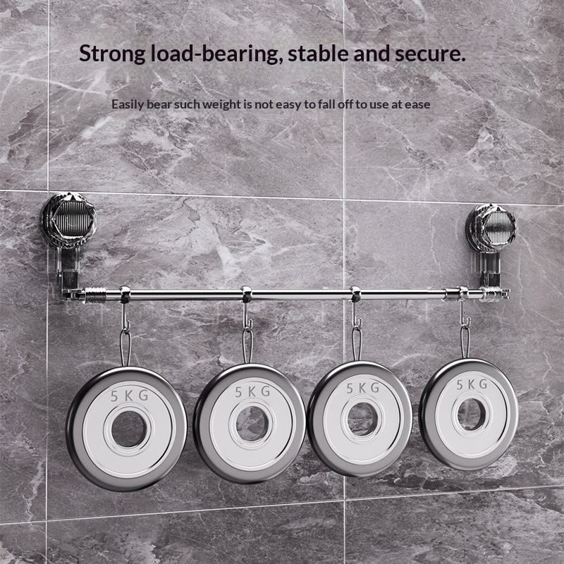 Suction cup towel rack, multi-functional, drill-free, strong wall-mounted bath towel rack, bathroom shelf, telescopic suction cup towel bar