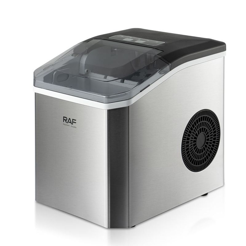 Small ice maker with stainless steel shell, suitable for home, dormitory, and mini bedroom use, fully automatic and multifunctional 15KG cube ice machine