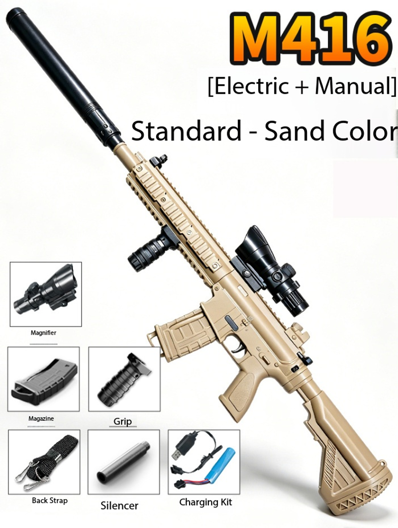 Electric Automatic Burst‑fire M416 Boys' Manual‑automatic Integrated Kids' Toy Automatic Assault Soft‑bullet Blaster