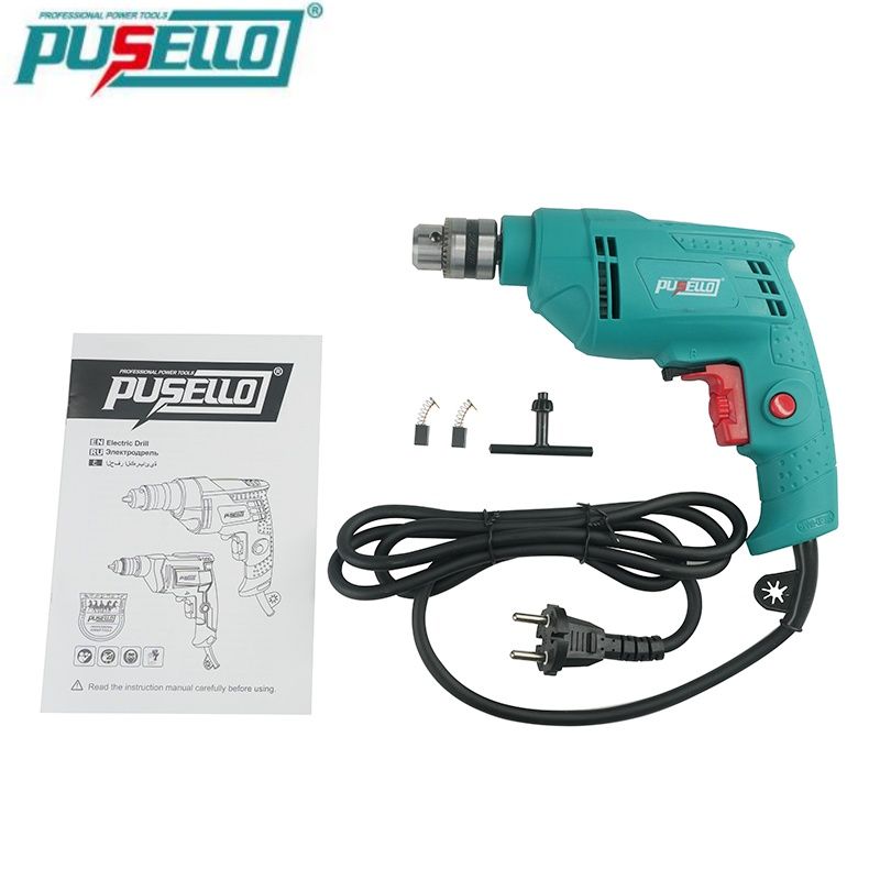PUSELLO Electric Drill Set, 450W Handheld Drill, 10mm Variable Speed Electric Drill for Home DIY