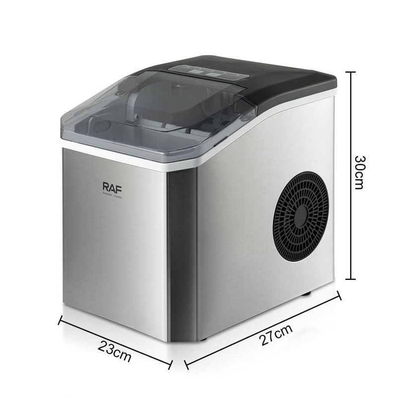 Small ice maker with stainless steel shell, suitable for home, dormitory, and mini bedroom use, fully automatic and multifunctional 15KG cube ice machine