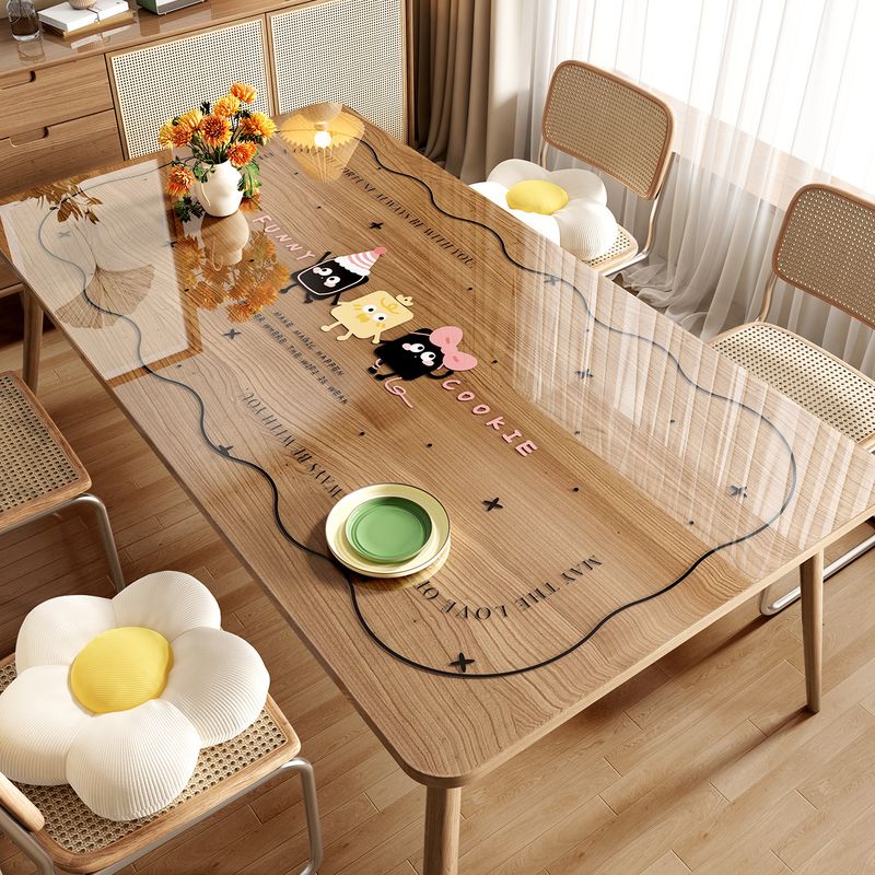 Dopamine-style transparent table mat, PVC soft glass, waterproof, oil-proof, heat-resistant, wash-free table cloth, cartoon mat for coffee tables and dining tables