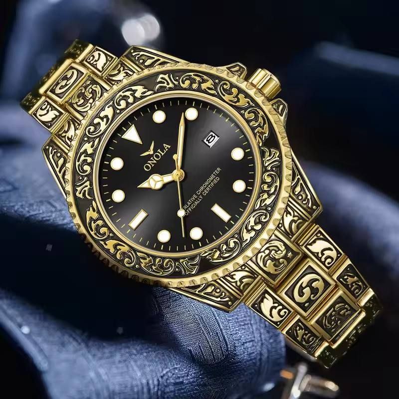 Genuine Fashion Brand ONOLA Retro Gold Men's Quartz Waterproof Watch