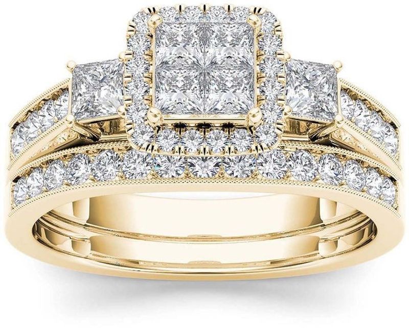 Princess cut carat moissanite ring set for women, engagement ring