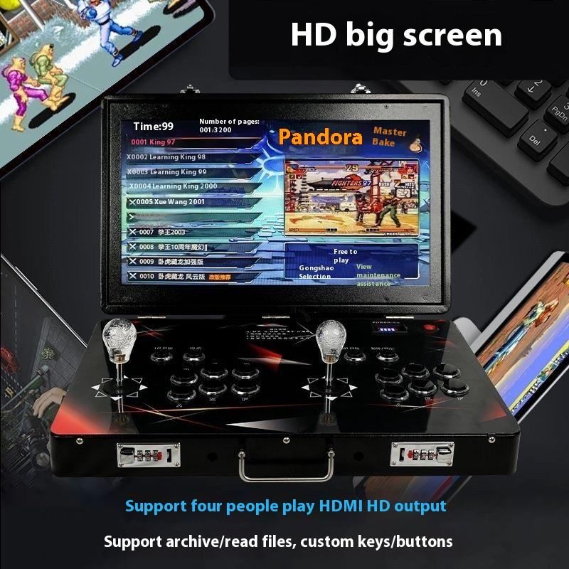 17.5-inch foldable portable dual-joystick game console, classic retro desktop flip-top fighting arcade machine