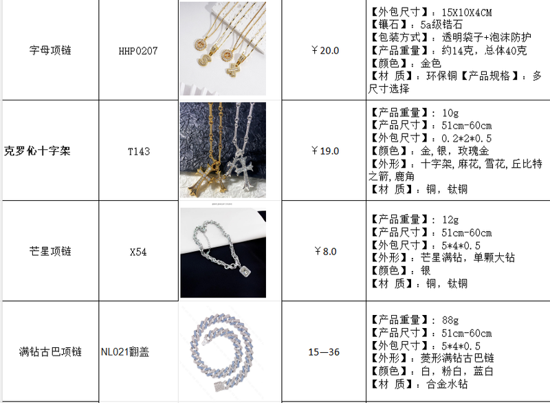 We produce various types of rings, necklaces, bracelets and earrings. Orders are welcome, with a minimum order quantity of 200 pieces.