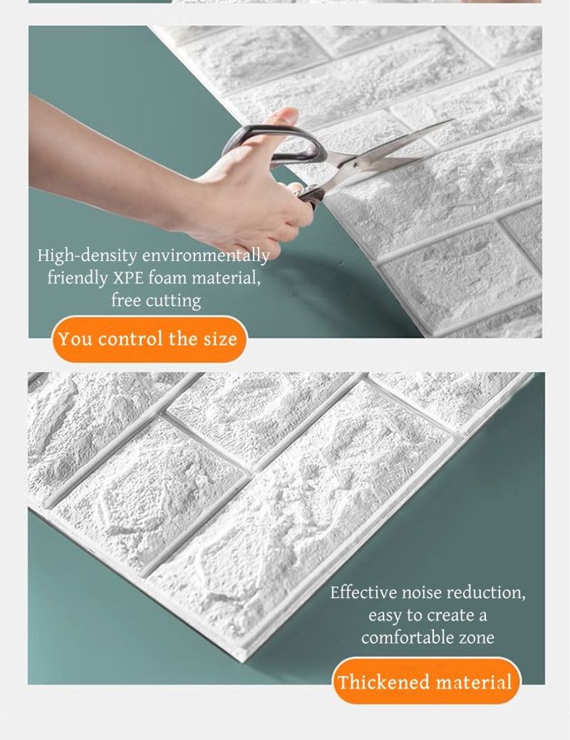 3D three-dimensional wall stickers, foam brick pattern self-adhesive wallpaper, decorative background wall wallpaper for bedroom, waterproof and moisture-proof sticker, cost-effective and convenient, easy to install