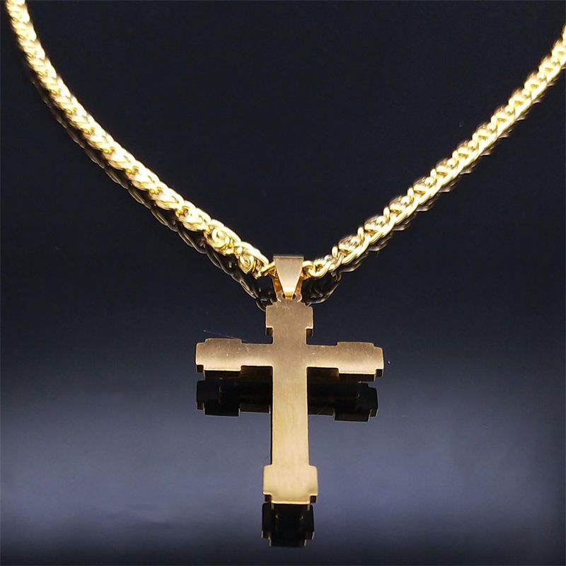 A stylish, luxurious, niche design diamond-encrusted cross necklace with a collarbone chain