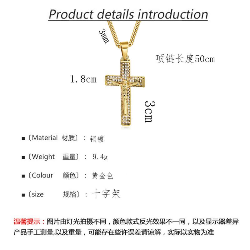 New HipHop 14k Stainless Steel Cross Pendant with Waterproof Gold Plated Rope Chain Poker Playing Cards Necklace for Gift Party