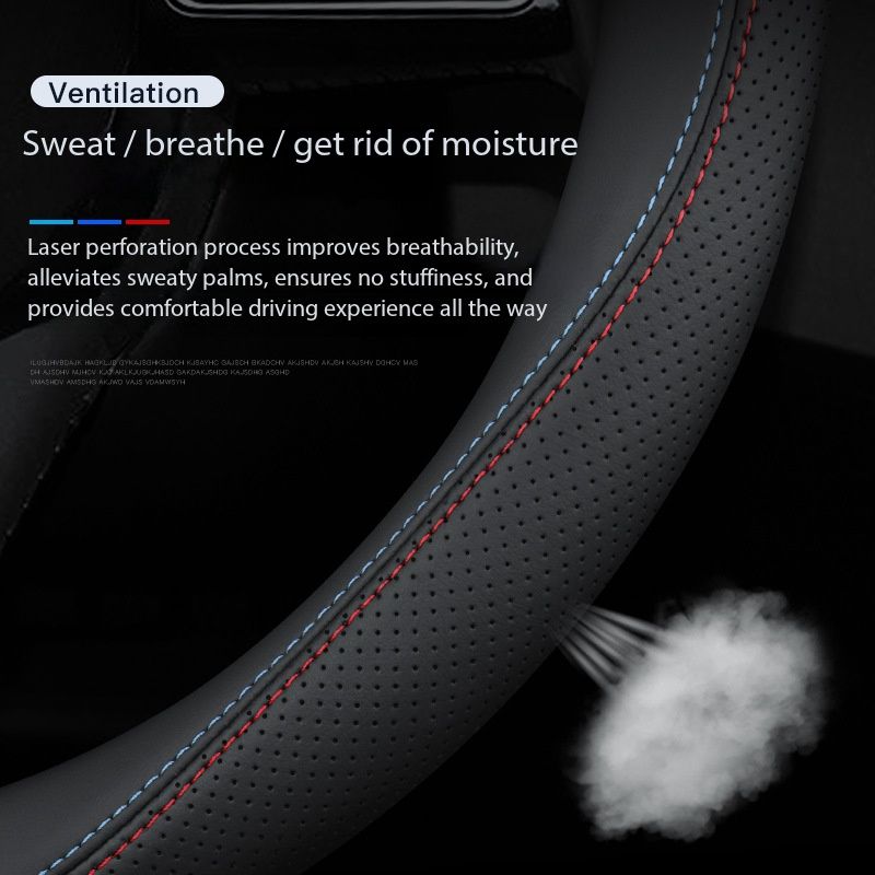 Genuine Leather Steering Wheel Cover for Nissan, Compatible with 14th Gen Sylphy, Teana, Tiida, Sunny, Qashqai, X-Trail and Kicks