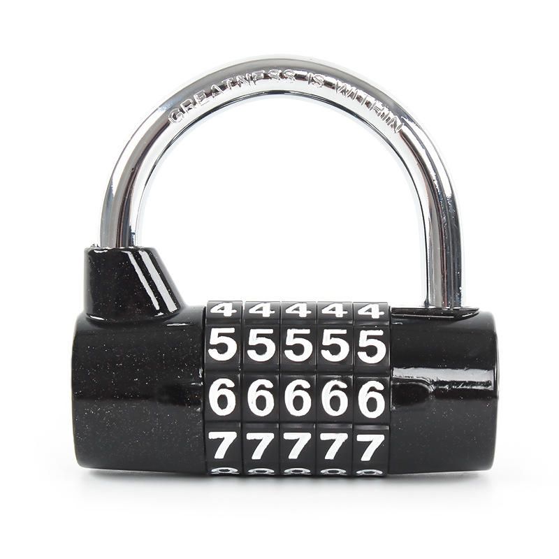 HXH-57 Large 5-Digit Combination Padlock, Alloy Material, U-Shaped Alphabet Code Lock for Gym Cabinets Security
