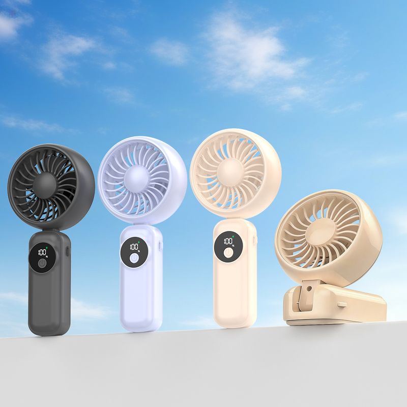 New Wearable Car Desktop Folding USB Power Bank Operated Small Handheld LED Digital Display Aroma Necklace Fan Portable Air