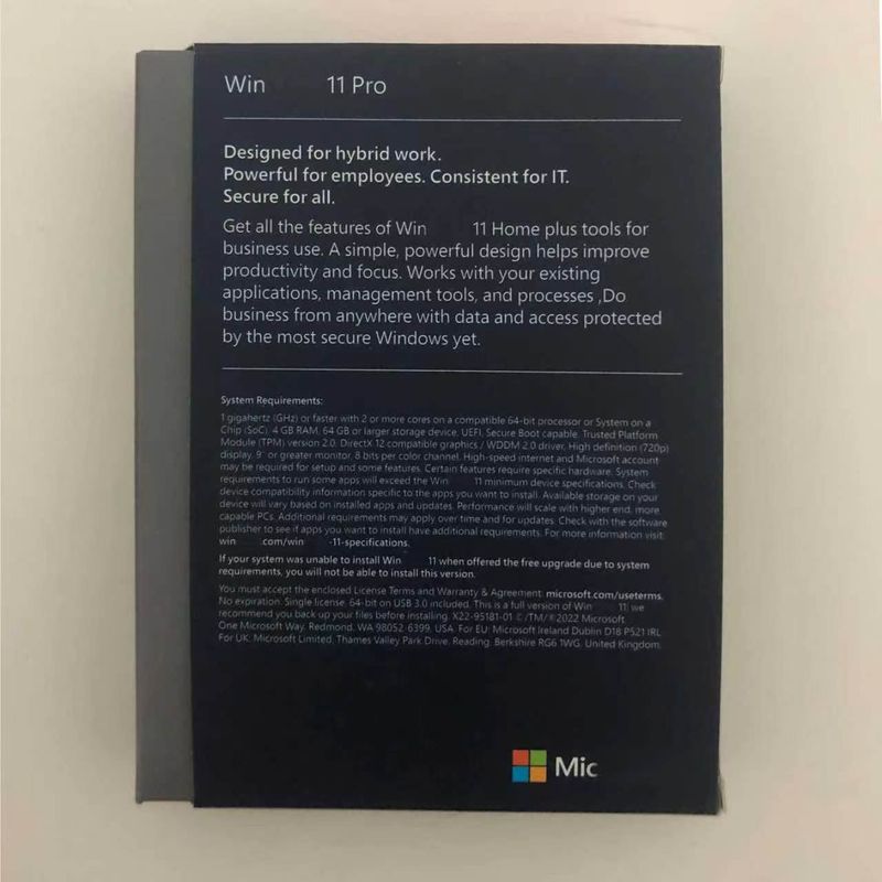 Windows 11 Pro USB drive, English version, OEM key, 100% globally activated online