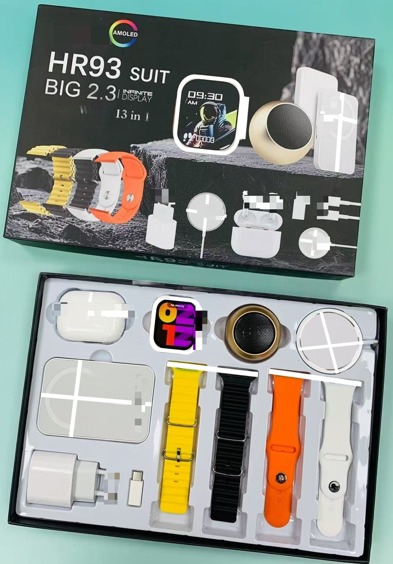 New HR93suit Smart Watch for Men Bluetooth Call Earphone Set Multi-functional Sports Health Pedometer