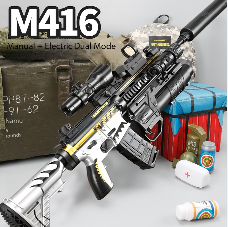 Electric Automatic Burst‑fire M416 Boys' Manual‑automatic Integrated Kids' Toy Automatic Assault Soft‑bullet Blaster