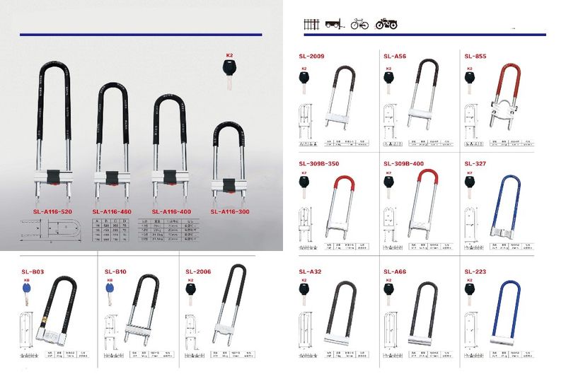 Various U-shaped glass door locks, double-open anti-theft locks for stores and shops, large plug-in password locks, motorcycle locks, and long locks for household sliding doors