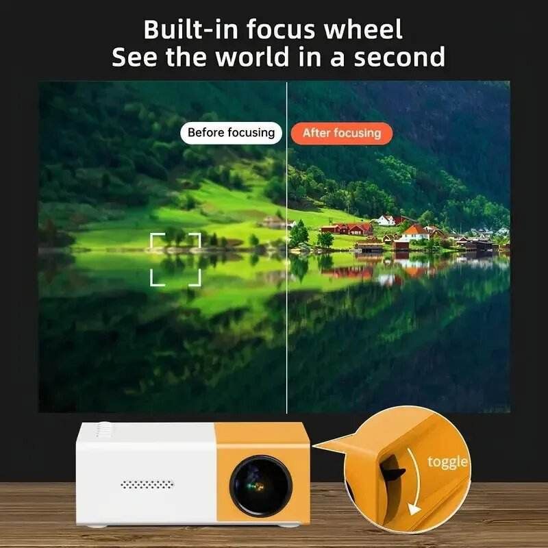 Home theater CRT projector, 1080P high-definition image quality, mini portable design, built-in 3D function, compatible with mobile phones and TVs
