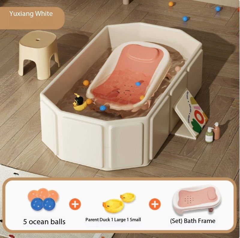 Complete oversized baby bathtub with full odd-numbered design, foldable bathtub with baby bath support, suitable for children aged 0-5 years, with direct bottom drainage.