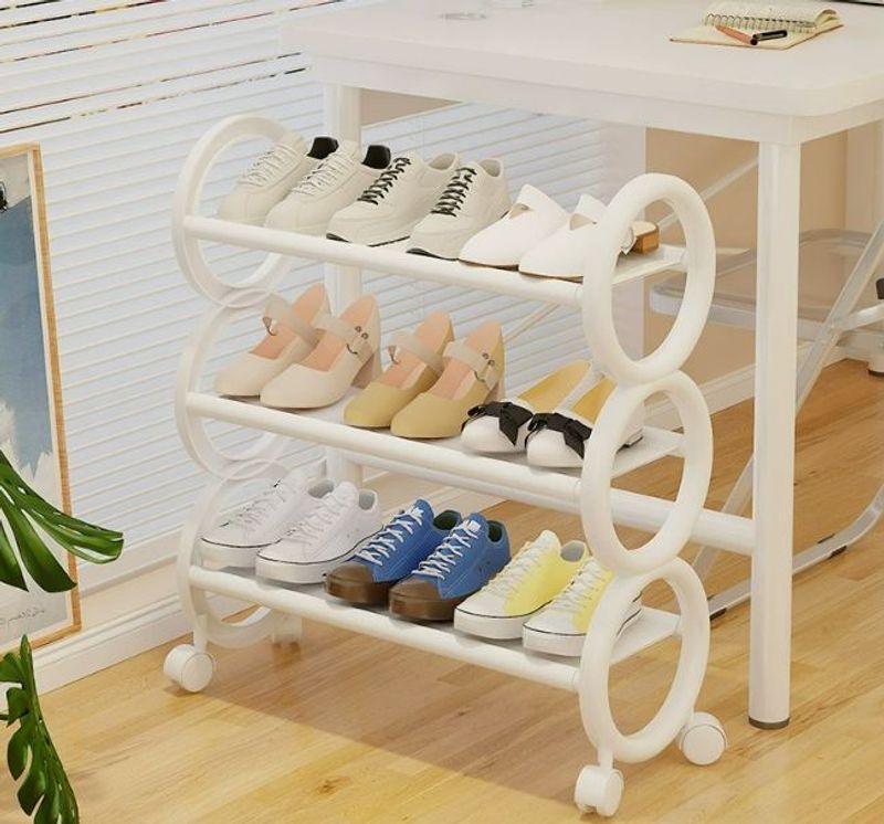 Modern minimalist multi-layer shoe storage rack made of PP material, dustproof type, suitable for entryways and narrow home aisles