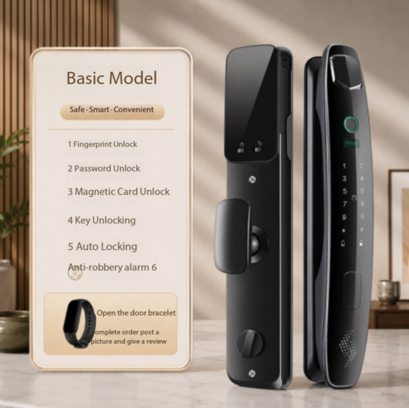 Face Recognition Smart Door Lock, Fingerprint & Password Entry Smart Lock for Front Door, Triple-Camera Monitoring, Cross-Border Tuya, Palm Vein Recognition