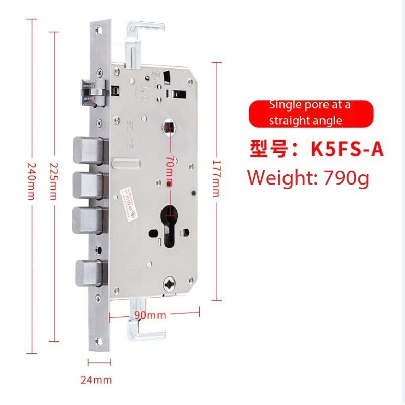 Yuema Multifunctional Stainless Steel Lock Body, Square Bolt, Cylindrical Anti-Jam Gear, Double Active & Double Quick Smart Lock Body for Security Doors