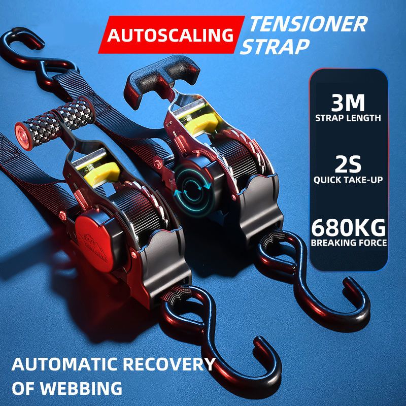 Automatic Retractable Tightener Straps, Luggage Ropes, Motorcycle Straps, Fixing and Tightening Straps