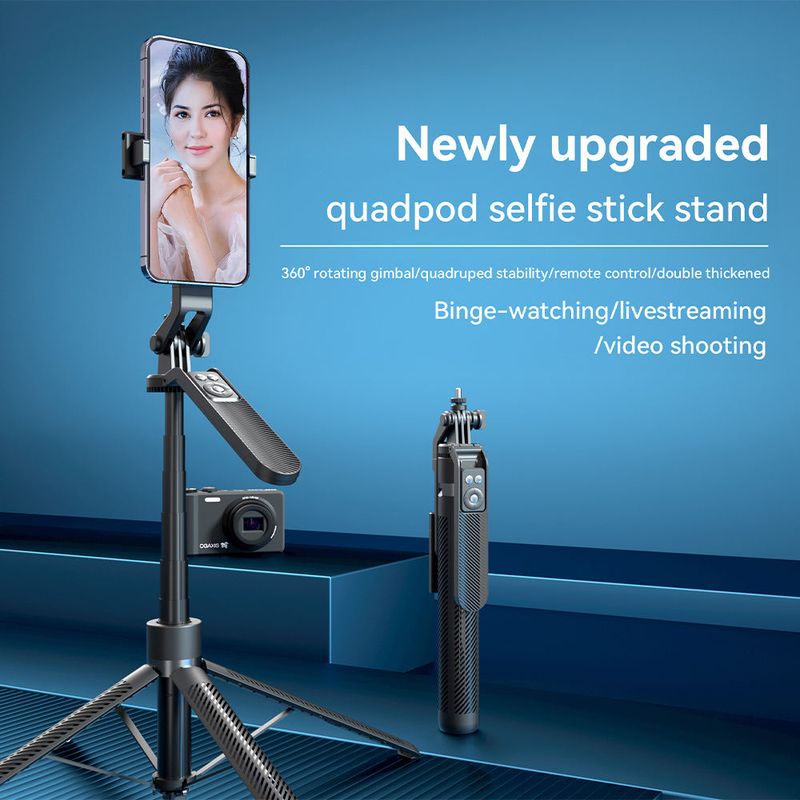 Upgraded A14 Bluetooth Selfie Stick for Mobile Phones, Aluminum Alloy Four-Legged Support Beauty Fill Light 1.8m Bracket for Douyin Live Streaming