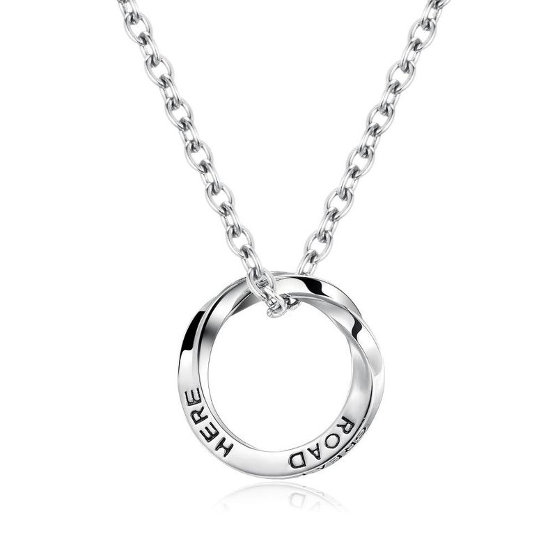 Stainless Steel Mobius Ring Box Chain Geometric Classic Necklace Trendy Unisex Universal Couple Pendant