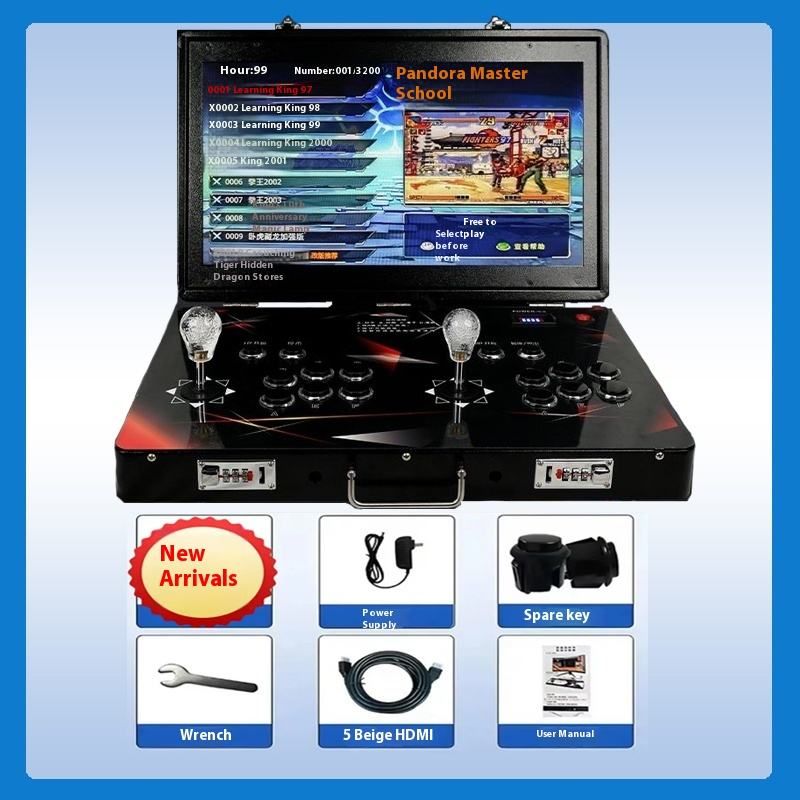 17.5-inch foldable portable dual-joystick game console, classic retro desktop flip-top fighting arcade machine