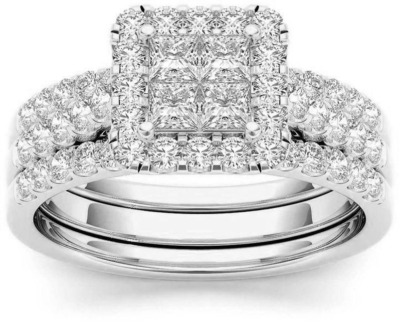 Princess cut carat moissanite ring set for women, engagement ring