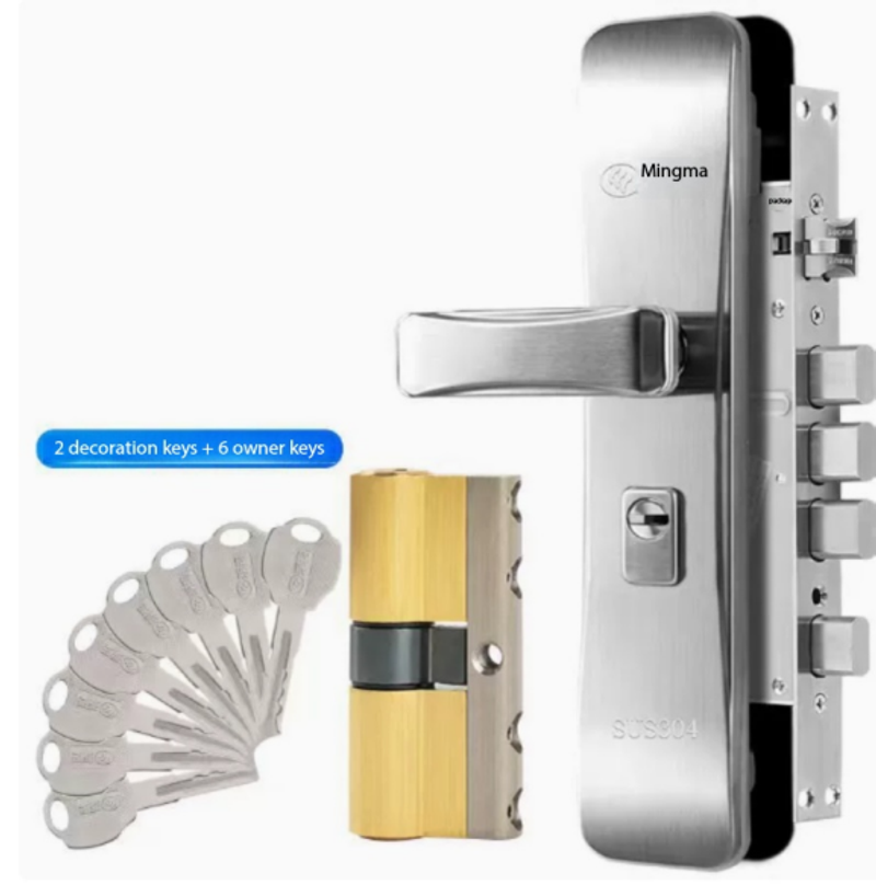 Available in various styles and colors, square tongue multi-functional stainless steel lock body, cylindrical anti-jam gear, double active double quick smart anti-theft door lock body