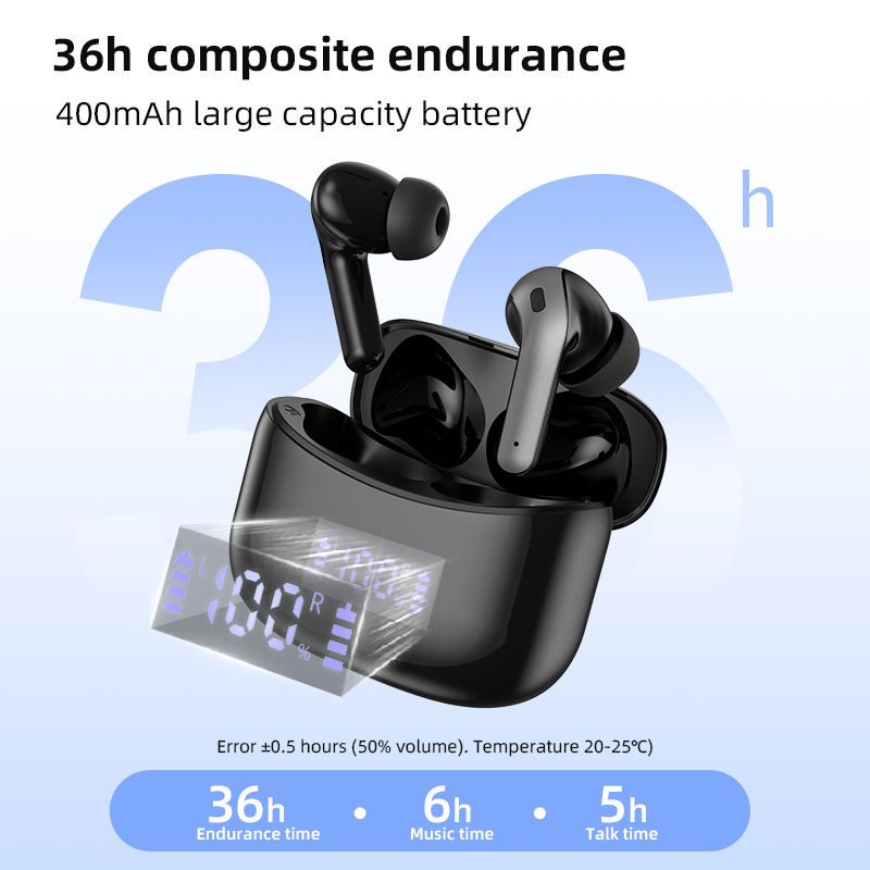 Ultra-long battery life digital display in-ear noise-canceling true wireless earbuds Shenzhenhuaqiangbei digital Bluetooth cross-border export digital display