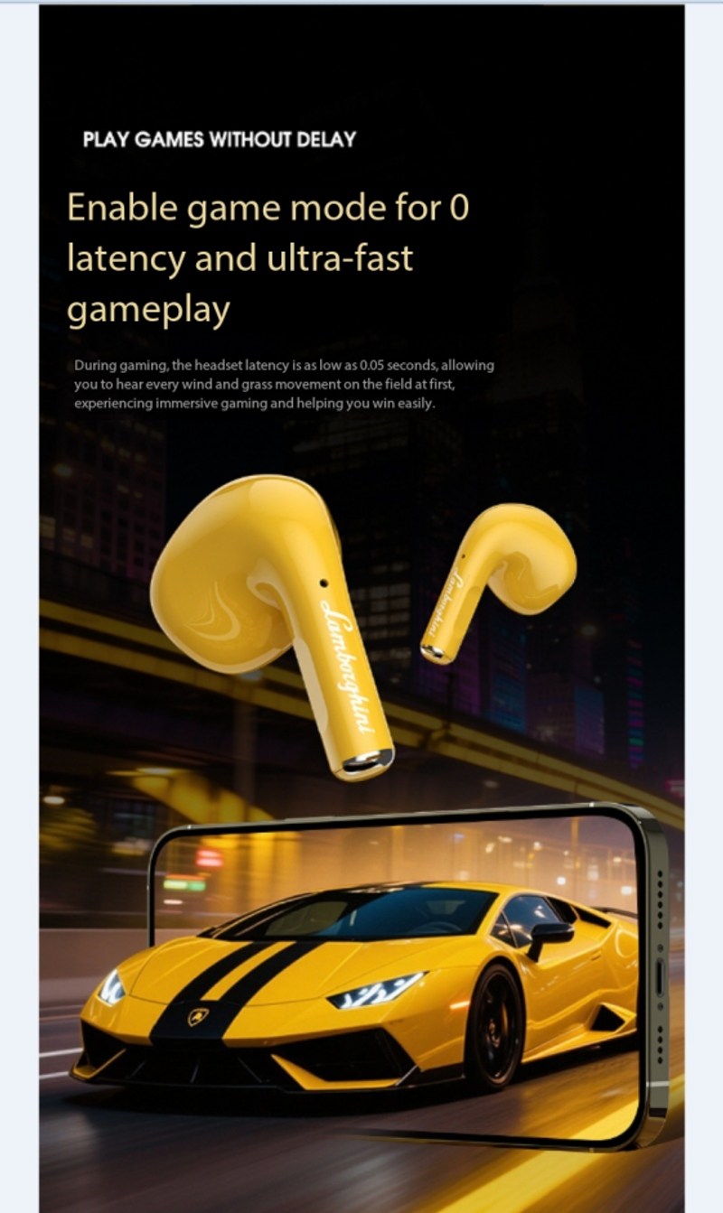 Lamborghini T58 Bluetooth wireless earphones, noise-canceling in-ear type with high sound quality