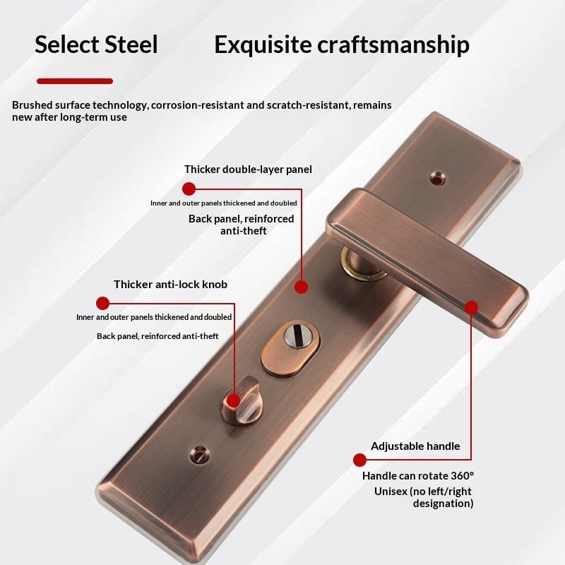 Available in various styles and colors, square tongue multi-functional stainless steel lock body, cylindrical anti-jam gear, double active double quick smart anti-theft door lock body