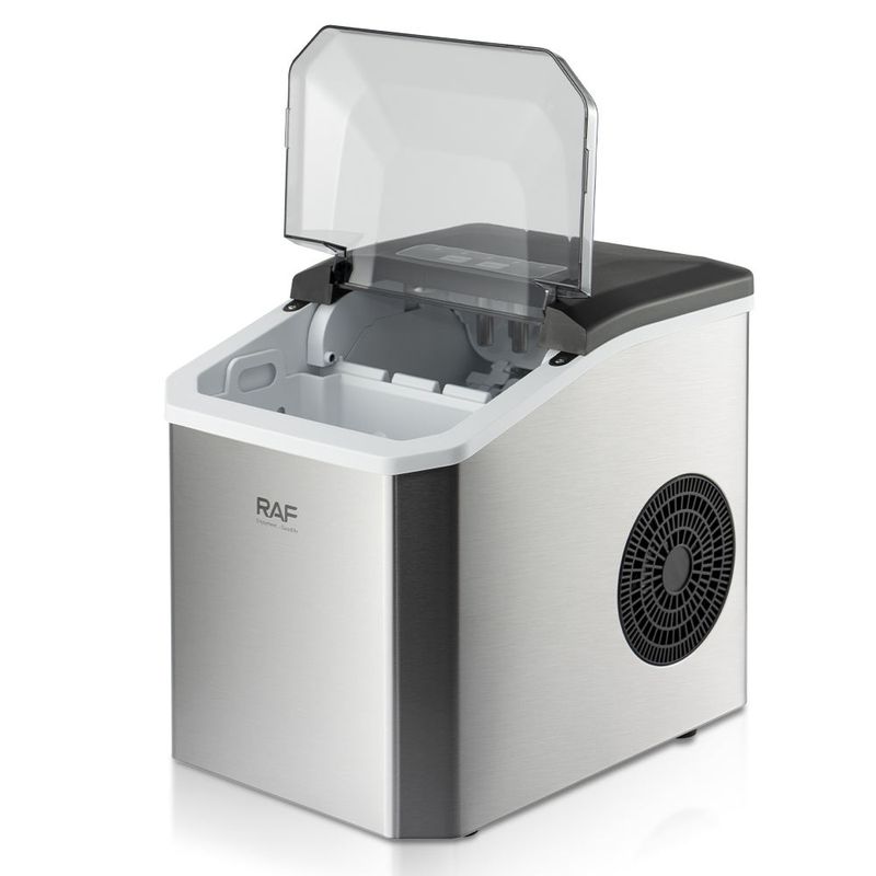 Small ice maker with stainless steel shell, suitable for home, dormitory, and mini bedroom use, fully automatic and multifunctional 15KG cube ice machine