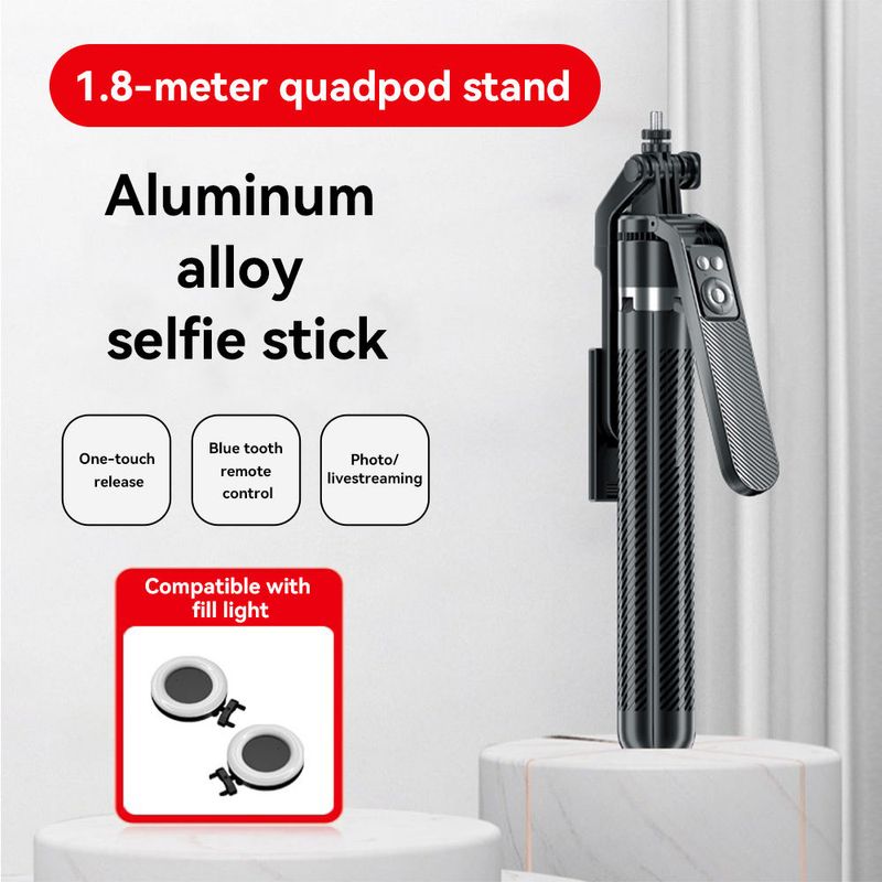 Upgraded A14 Bluetooth Selfie Stick for Mobile Phones, Aluminum Alloy Four-Legged Support Beauty Fill Light 1.8m Bracket for Douyin Live Streaming