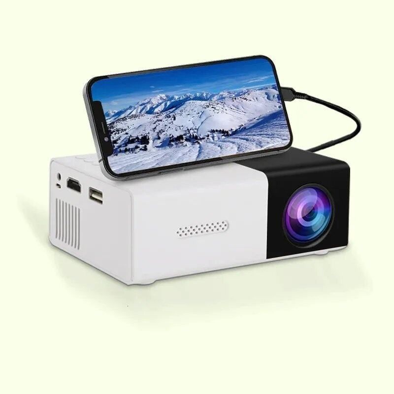 Home theater CRT projector, 1080P high-definition image quality, mini portable design, built-in 3D function, compatible with mobile phones and TVs