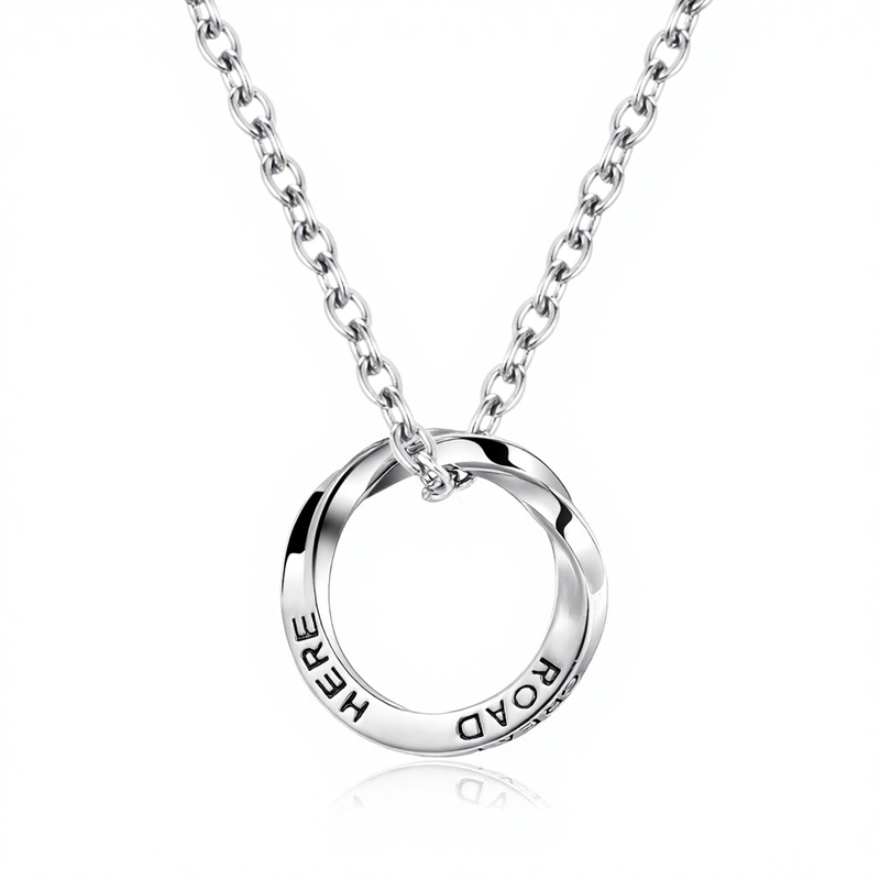 Stainless Steel Mobius Ring Box Chain Geometric Classic Necklace Trendy Unisex Universal Couple Pendant