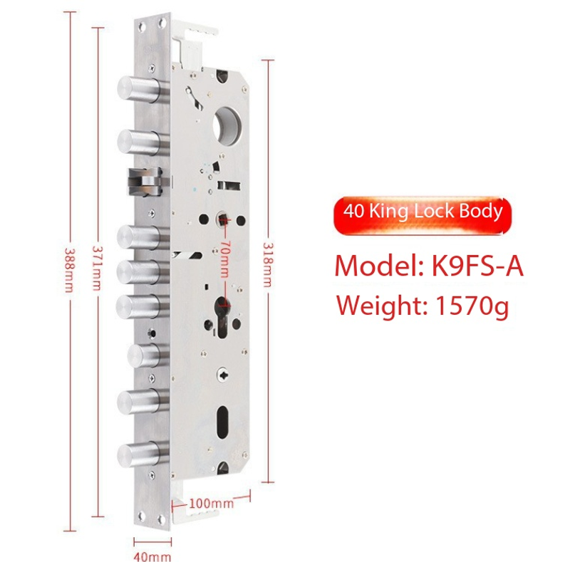 Yuema Multifunctional Stainless Steel Lock Body, Square Bolt, Cylindrical Anti-Jam Gear, Double Active & Double Quick Smart Lock Body for Security Doors