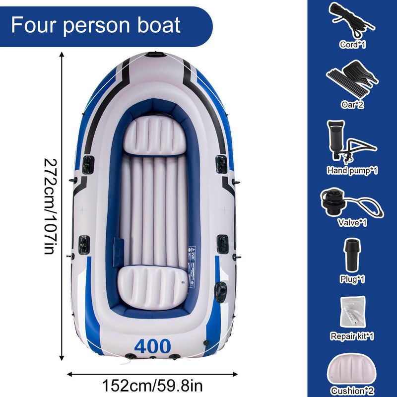 New inflatable kayak, rubber boat, thickened fishing boat, double-person outdoor hovercraft on water, inflatable PVC boat