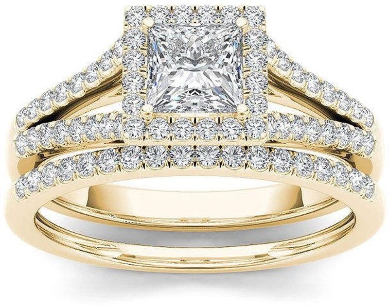 Princess cut carat moissanite ring set for women, engagement ring