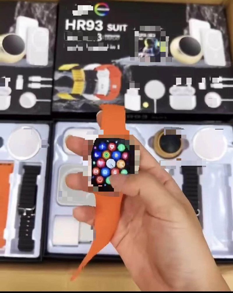 New HR93suit Smart Watch for Men Bluetooth Call Earphone Set Multi-functional Sports Health Pedometer